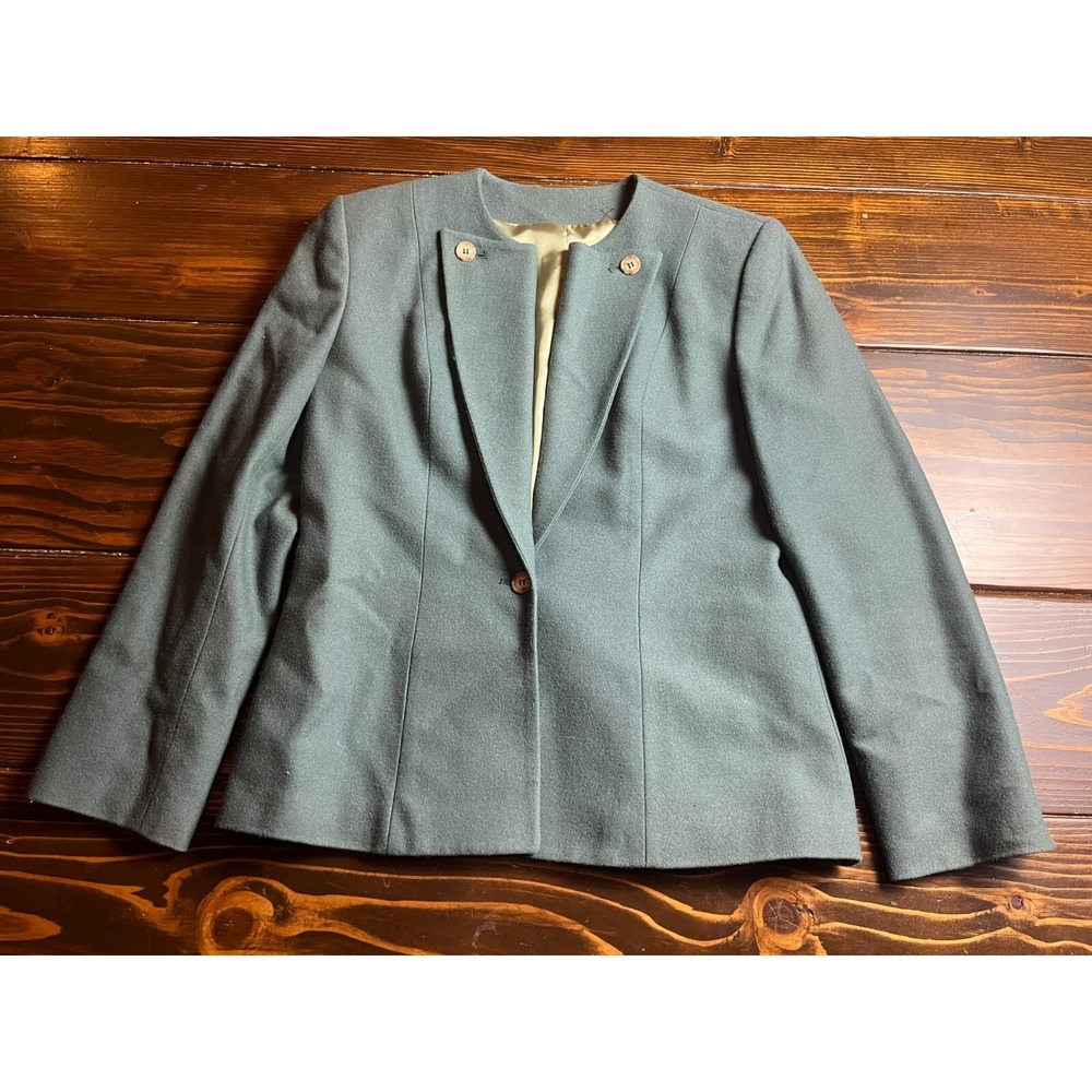 Pilar blazer Jacket Women's Size 8 Green Vintage, 100% Wool Blazer Shoulder Pads